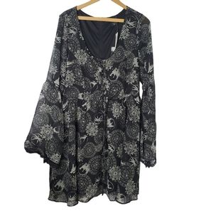New Hot Topic The Witcher Yennefer Symbols Bell Sleeve Dress Size 2X